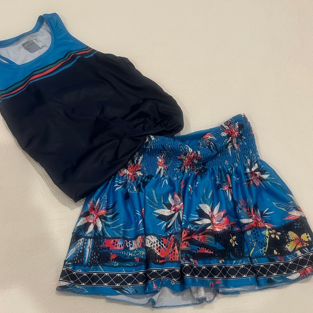 Lucky in Love Blue Floral Mini Skirt
